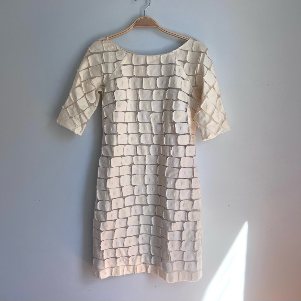 Lela Rose Cream Textured Midi Dress